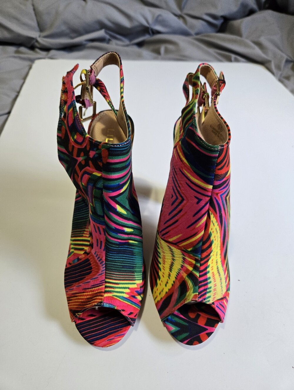 Liliana Multicolor Open-Toe Slingback Heels